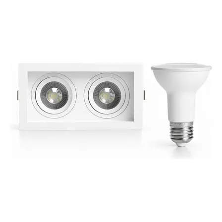 Kit 10 Spot Embutir Par20 Duplo Recuado + Lâmpadas 7w Led