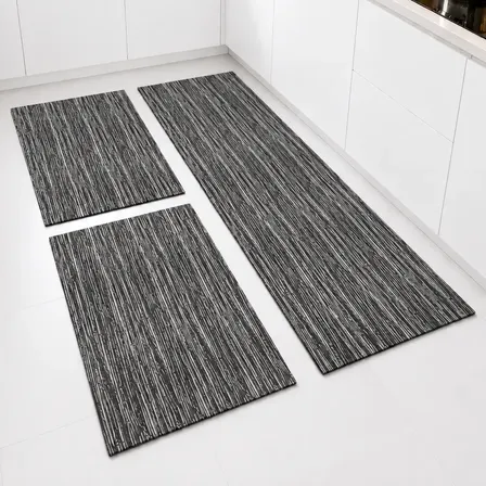 Tapete Kit Cozinha Antiderrapante Passadeira Jogo Lavável 1.4 M 45 Cm Preto