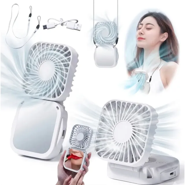 Mini Ventilador Mão Espelho Cílios Usb 3 Velocidades