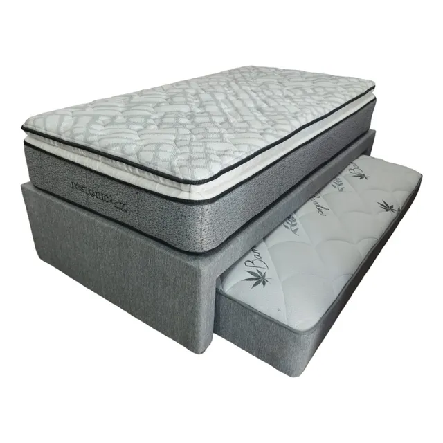 Cama Canguro Gris Matrimonial + Colchon Restonic