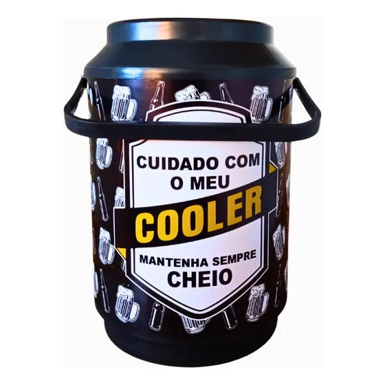 Cooler Térmico Redondo Pequeno Com 6 Litros 10 Latas Cerveja Cor Preto