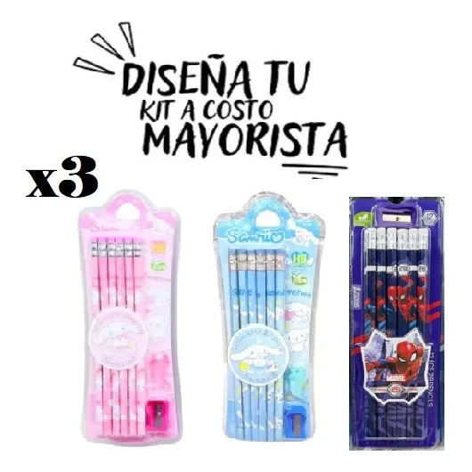 Set Escolar Sacapunta Con Lapiz Sanrio Kuromi