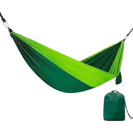 Hamaca Ultra Liviana Camping C/mosqueton,bolso,bi-color Frc Color Verde Verde Fluor/Verde Musgo