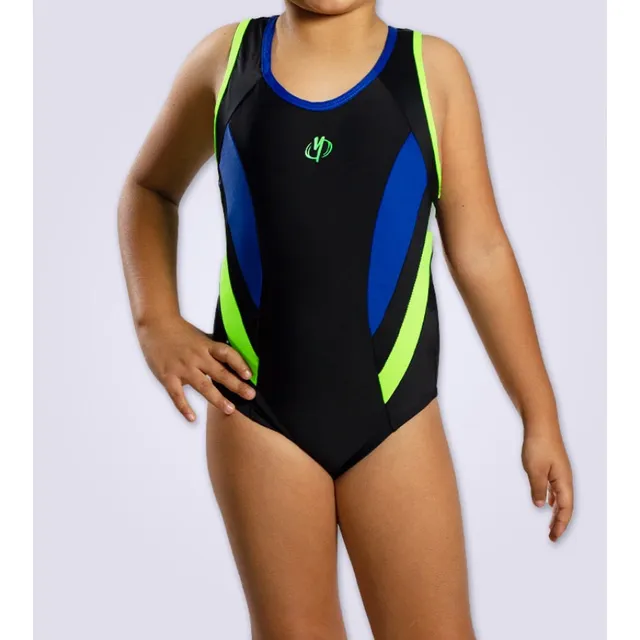 Traje Baño Olímpico Niña Mujer Negro Verde Talla 6 A La 16