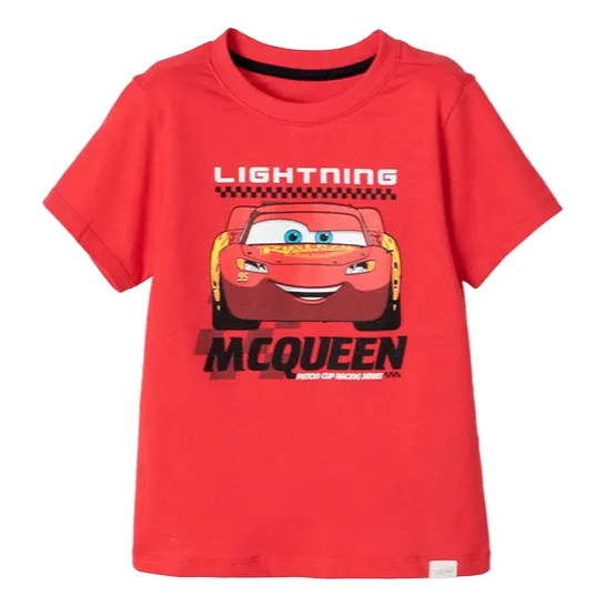 Camiseta De Cars Cuello Redondo Roja Para Niño De 2t A 5t