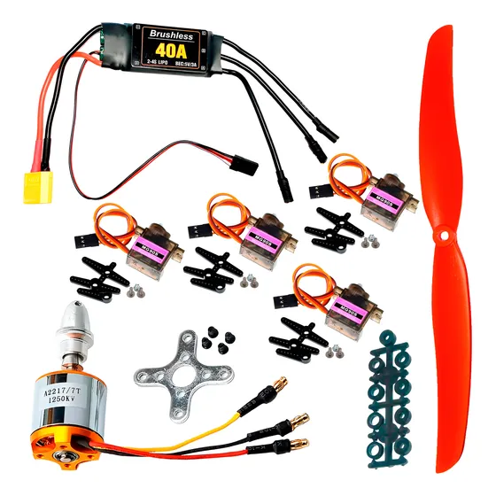 Motor Brushless 2217 1250kv Esc 40a Hélice 9050 Servo Mg90s