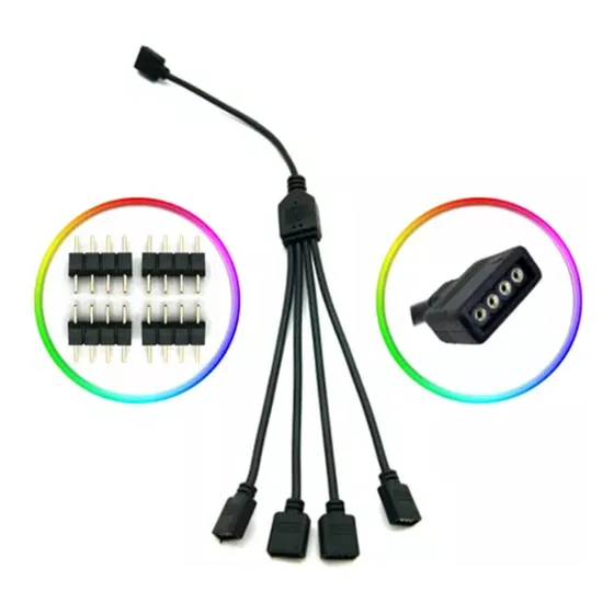 Cabo Splitter 1 Para 4 Hub Rgb 4 Pinos 12v  Pc  Led