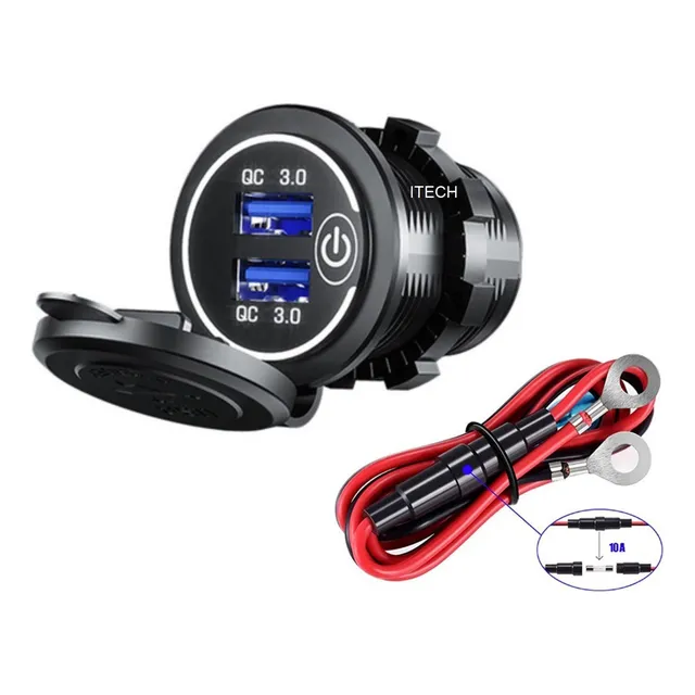 Tomada Usb Veicular 12/24v 2 Saídas Led Branco Sub.acendedor