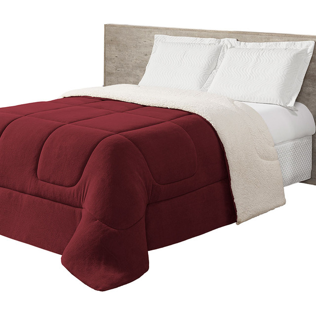 Coberdrom Sherpa Casal Queen Grosso Super Quente Cor Vermelho Desenho Do Tecido Liso Coberdrom Sherpa Casal Queen Grosso Super Quente Cor Vermelho Desenho Do Tecido Liso