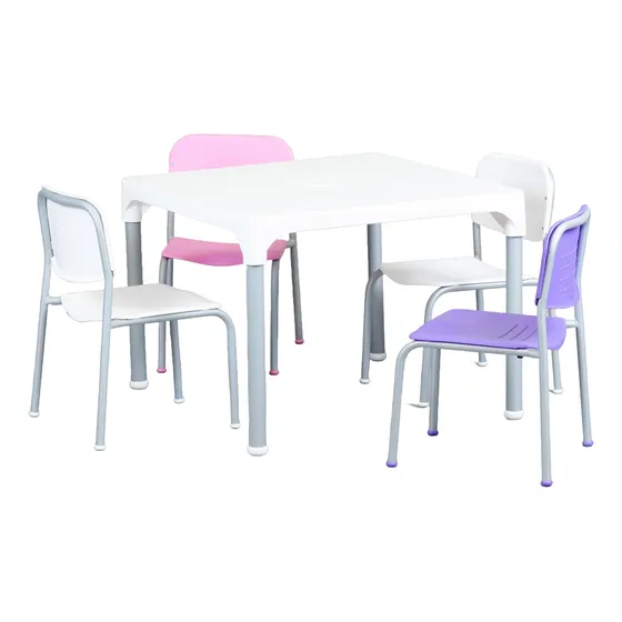 Mesa Infantil Lupita Con 4 Sillas Plástico Jardín Hogar