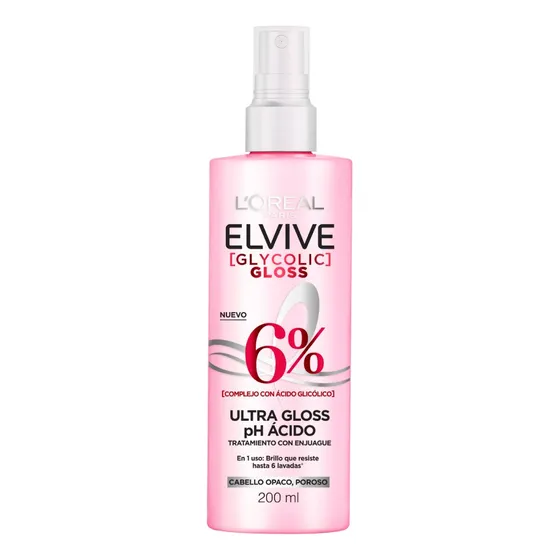 L'Oréal Paris Tratamiento Capilar Elvive Ultra Gloss Glycolic con Ácido Glicólico 200ml