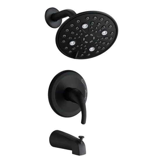 Eqloo Juego Grifo Ducha Cabezal 5 Rociador 6  Boquilla Negro