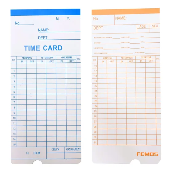 Tarjetas Fichas Reloj Control Asistencia 100 Unidades 80215 Reloj Control Telotenemos Fecha Entradas Salidas