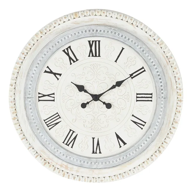 Unknown1 Reloj Pared Redondo Madera Gris Blanco Borde Cuenta