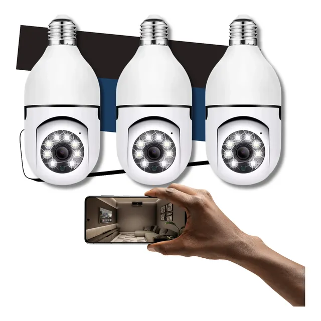 Kit 3 Câmera De Segurança Ip Lâmpada Wifi Inteligente Yoosee