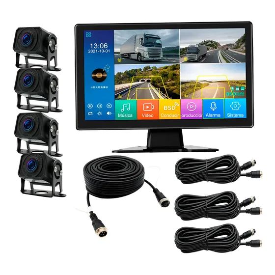 Kit Dvr 4 Camaras Para Camion Pantalla 10  Alarmas Estaciona
