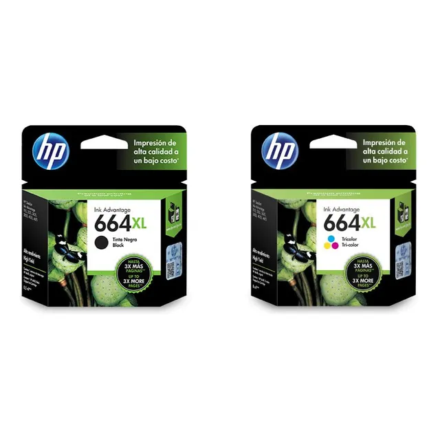Combo Hp De Cartuchos De Tinta 664xl, Negro Y Tri-color