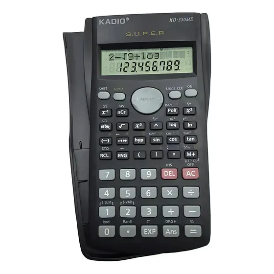 Calculadora Cientifica Kadio 350ms 240 Funciones / 2 Líneas Color Negro