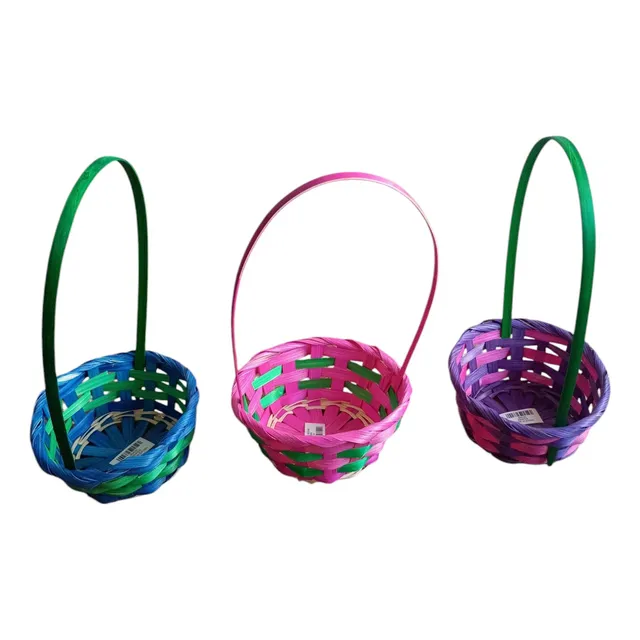 6 Canastos Mimbre Pascua Conejo Huevos Chocolates 11cm