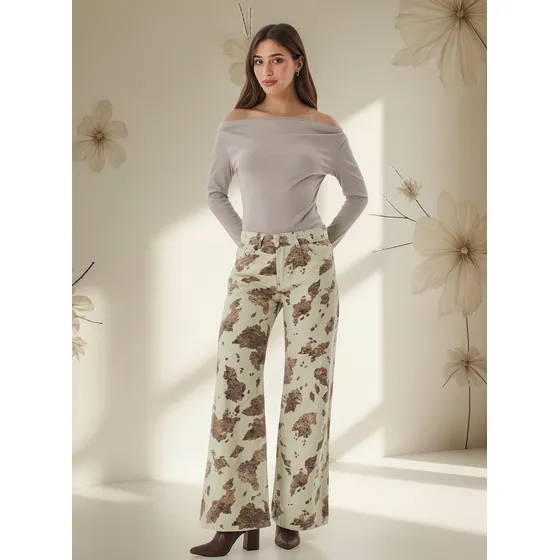 Jeans Wide Leg Mujer Striven Cowgirls Tiro Alto Rígido