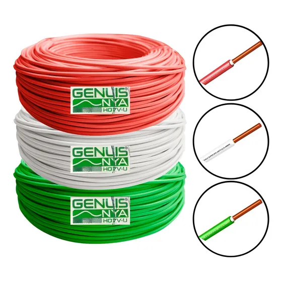 Pack 3 Rollos Cable Alambre Nya 1.5mm2 H07v-u  R-25mts Sec