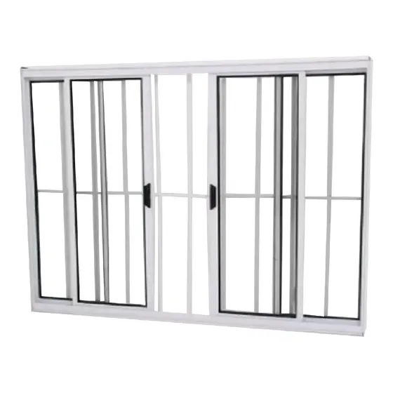 Janela Vitro 4f Com Grade Alumínio Branco L20 100x100