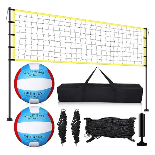 Leyndo Juego De Red De Voleibol Con Postes De