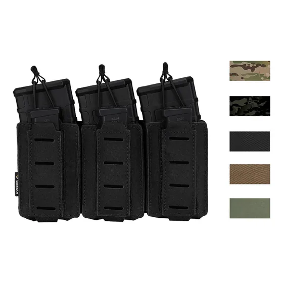 Porta Cargador Táctico Triple Para Arma Larga Y Arma Corta Color Negro