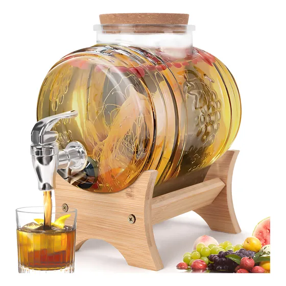 Barril Para Cachaça Vidro 3l Licor Pinga Vidro Com Madeira