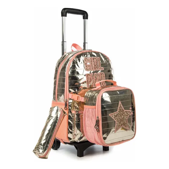 Set Morral Con Ruedas Maleta, Lonchera Térmica Y Cartuchera