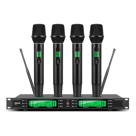 Microfone Tklbls T4 4 Canais Uhf De Mão Sem Fio Profissional Preto