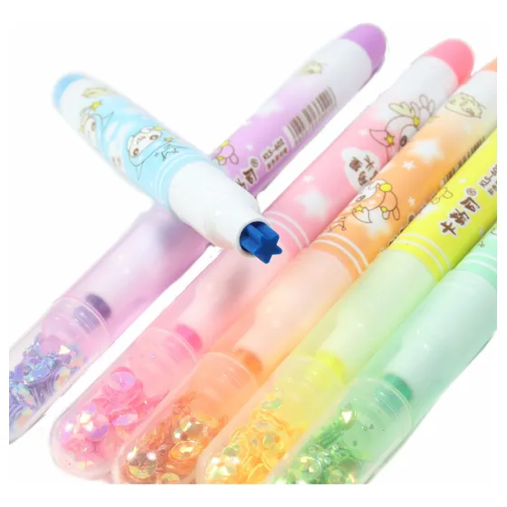 6 Marcatextos Resaltador Con Punta Estrella Kawaii