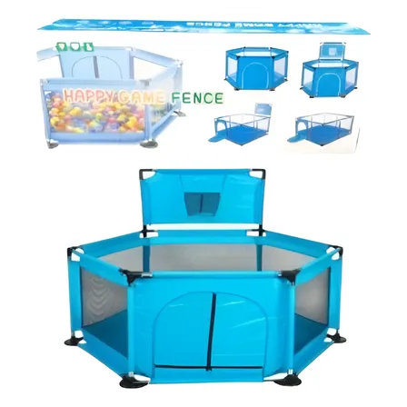 Corral Con Aro Basket  Piscina De Pelotas Niños Azul