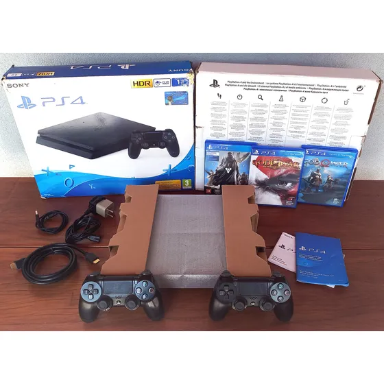 Ps4 Slim 1tb + 2 Controles + De 90 Jogos - 1999 Em 1x Leia!! Preto