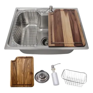 Kit Cuba Gourmet Cozinha 60x42cm Aço Inox Com Tåbua De Corte Kit Cuba Gourmet Cozinha 60x42cm Aço Inox Com Tåbua De Corte