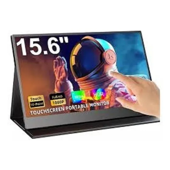 Monitor Portatil Touch Screen 15.6 Full Hd 1080 Usb-c Hdmi Cor Preto 127/220V