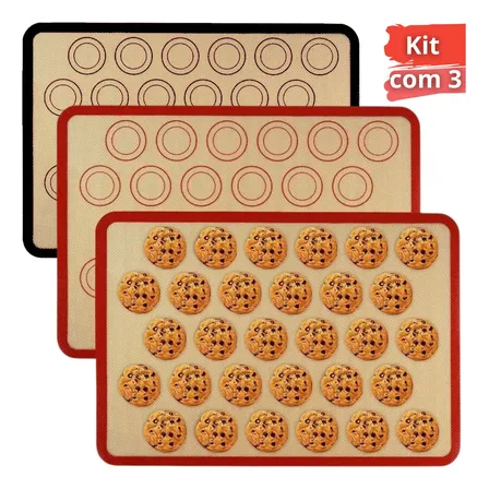 Kit 3x Tapetes Silicone Antiaderente Culinário Cozinha 40x30 Óh Céus Aletronix