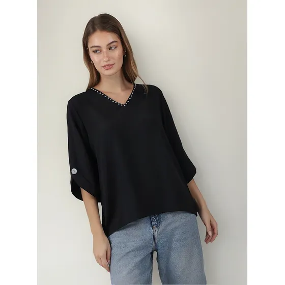 Blusa Premium Cartie Creppe Con Piedras Gu0337 Arizona