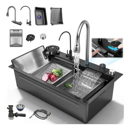 80x45 Tarja Fregadero De Cocina Cascada 304 Acero Inoxidable