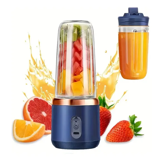 Exprimidor Compacto De 400 Ml Con 2 Vasos Azul