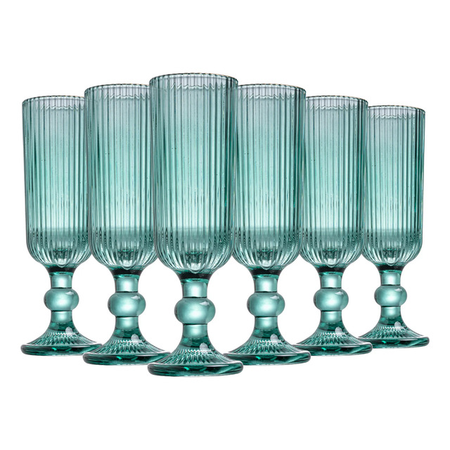 Jogo 6 Taças Champanhe Cameratta Verde 160ml -l Hermitage
