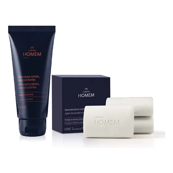 Kit Homem Nos Jabon X 3 + Shampoo De Hombre Natura Kaiak