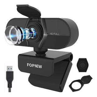 Cámara Web Fopnew 1080p Hd Usb Con Micrófonos Color Negro Cámara Web Fopnew 1080p Hd Usb Con Micrófonos Color Negro