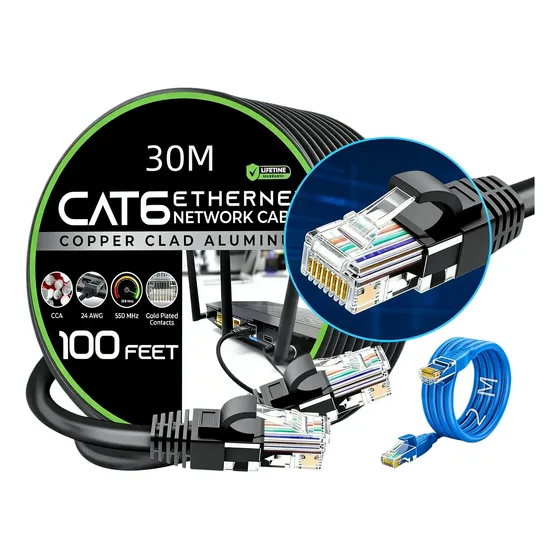 32 Metros Cable Negro  Categoria 6cat6rj45 Utp Ethernet