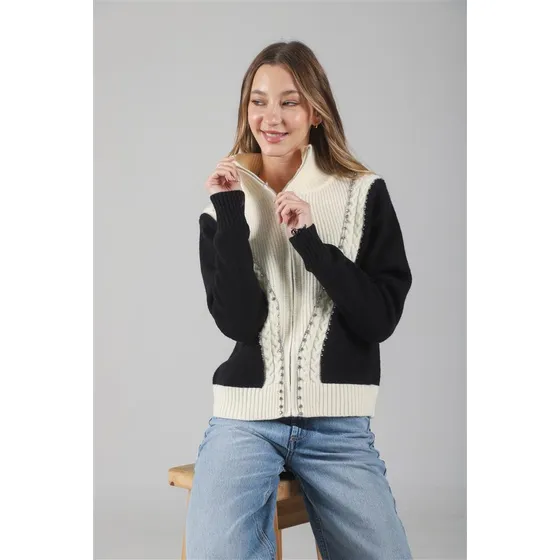Sweater Saco Ganz Con Cierre Y Brillos Gu122269 Arizona