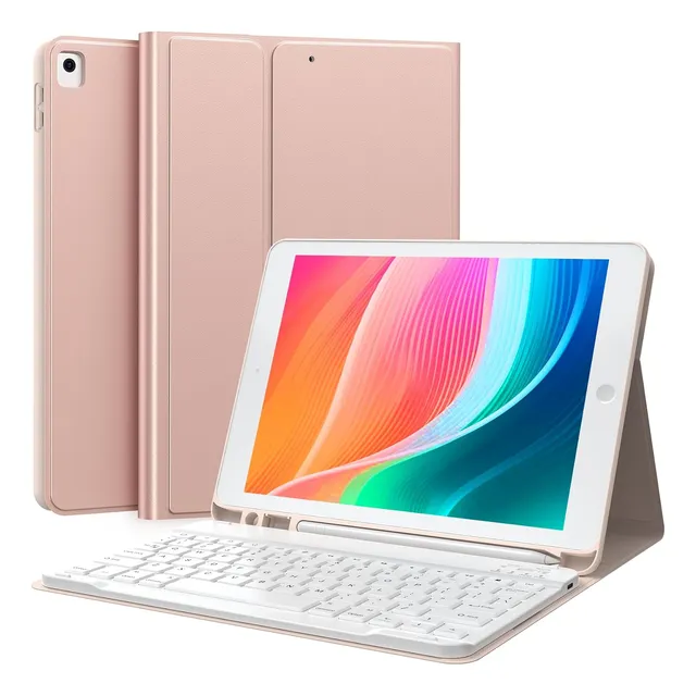 Funda Con Teclado Para iPad 9th/8th/7th Gen Rose Gold