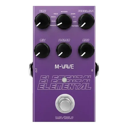 Pedal De Efeito Delay M-vave Elemental 9 Tipos True Bypass Violeta-escuro