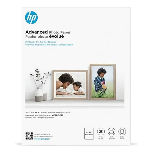 Papel Fotográfico Hp Advanced Glossy, 25 Hojas, 203 X 254 Mm