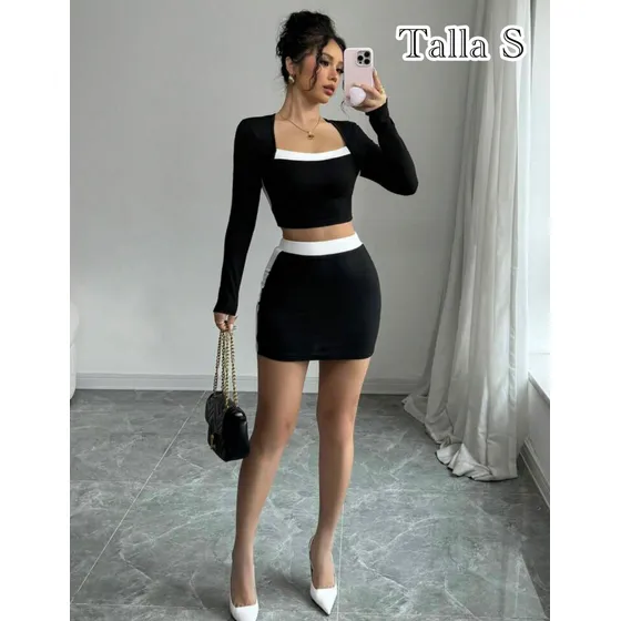 Falda Y Blusa Manga Larga De Shein Talla S