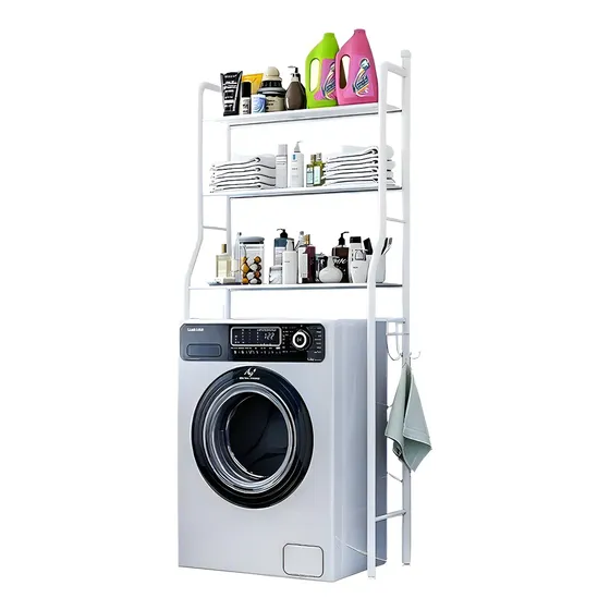 Organizador Estante De Lavadora Baño Metalico Rack 3 Niveles Color Blanca | Cuotas sin interés